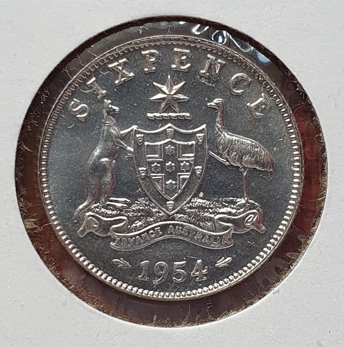 1954-Australia-Proof-Sixpence-Coin-With-Error-On-Both-Sides!